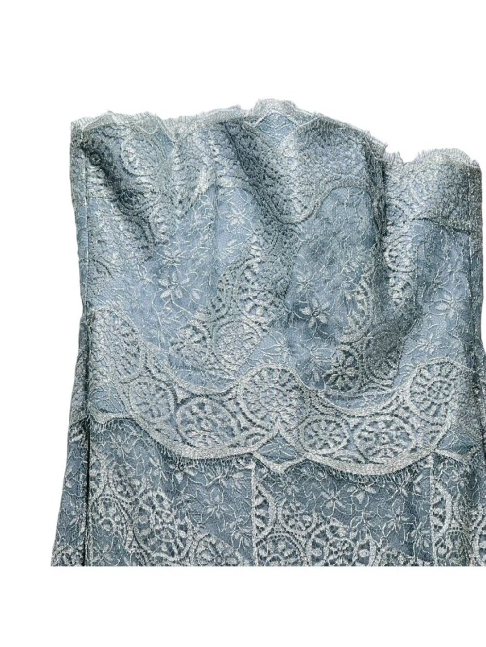 Rickie Freeman Teri Jon Women's Silver Gray Lace Strapless Evening Gown Size 16 - Picture 11 of 16